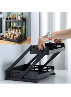 TYCOM Tycom Pull Out Spice Rack Organizer For Countertop and Cabinet, Standing Shelf Jars Storage Holder, Foldable Seasoning Shelf Organizer for Kitchen Storage,2 Layer White.  - Image 3