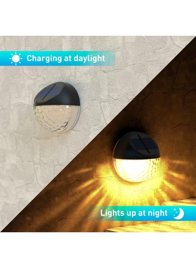 Relex 4 Packs Auto On/Off Solar Fence Lights Outdoor Waterproof (IP65), LED Energy Saving Solar Deck Lights, Warm White Solar Spot Lights Decorative for Step, Garden, Porch, Path, Stair - Image 2