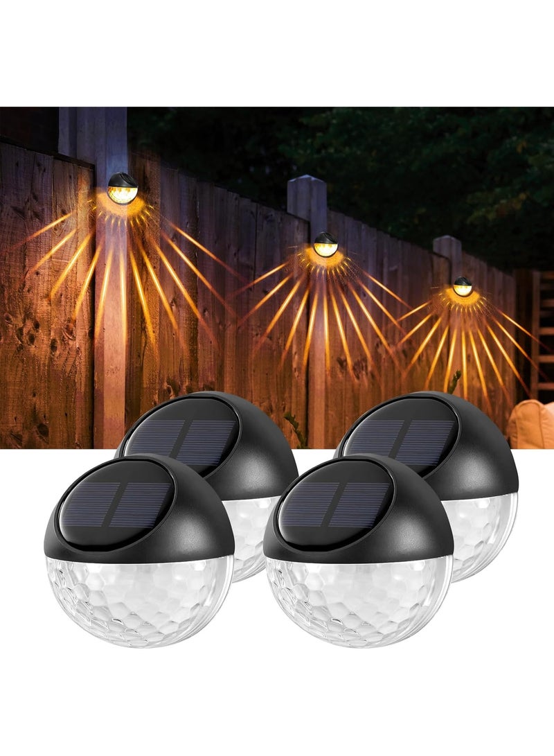 Relex 4 Packs Auto On/Off Solar Fence Lights Outdoor Waterproof (IP65), LED Energy Saving Solar Deck Lights, Warm White Solar Spot Lights Decorative for Step, Garden, Porch, Path, Stair - Image 1
