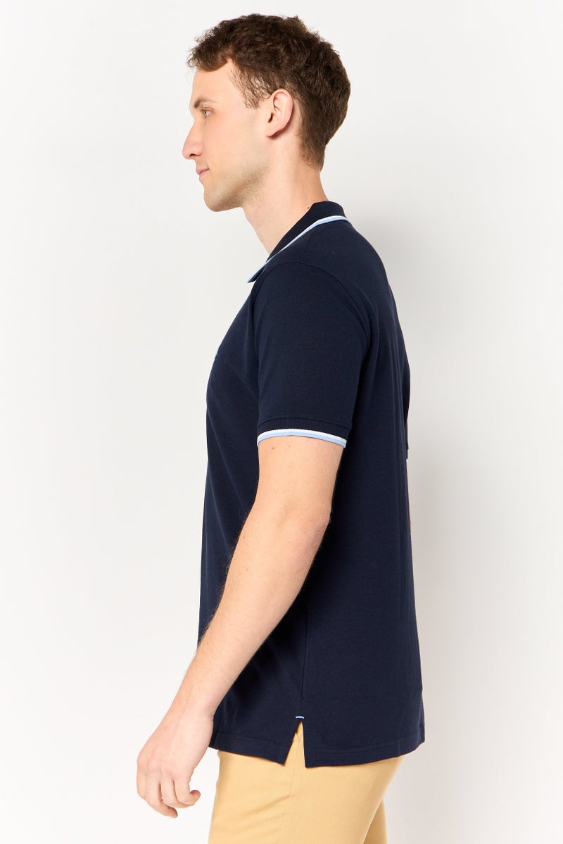 Tailorbyrd Men Regular Fit Embroidered Logo Short Sleeve Polo Shirt, Navy - Image 4