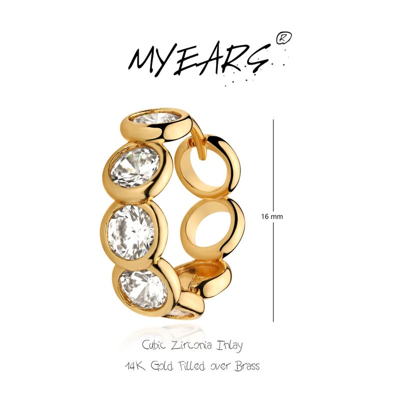 Myears Women Chain Link Earrings Gold Huggie Circle Hoop Cubic Zirconia 14K Gold Filled Small Simple Handmade Hypoallergenic Everyday Jewelry - Image 5