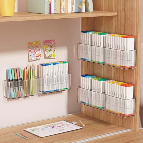 MAKIOTEKO 2 Pack Wall Mount Marker Organizer, Makeup Organizer Hanging Storage Organizer Bin Floating Shelves for Office Bathroom Kitchen Bedroom (Large) - Image 4