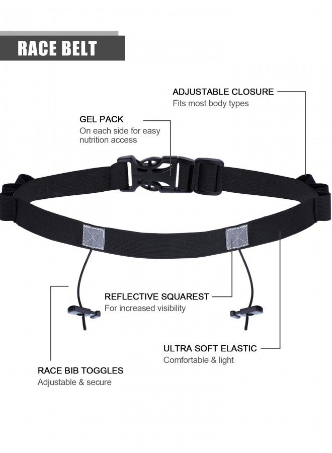 Jovitec JOVITEC 2 Pieces Race Number Belt with 6 Gel Loops for Running Cycling Triathlon Marathon (Black) - Image 4