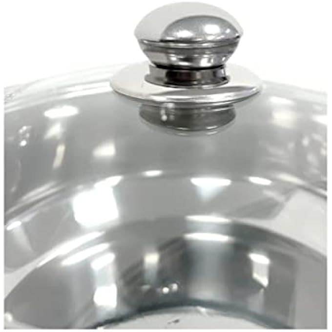 طقم أواني طهي بالبخار من الفولاذ المقاوم للصدأ مع غطاء زجاجي، طقم أواني طهي مكون من 3 طبقات، مقاس 22 سم، وعاء طهي بالبخار الأوروبي - Image 5