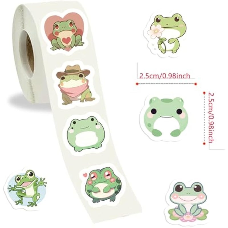 ملصقات صغيرة بتصميم ضفدع للاطفال، 500 قطعة من ملصقات مستلزمات المعلم الدائرية اللطيفة للاطفال في الفصول الدراسية، 10 تصميمات ملصقات تحفيزية لمكافآت التدريب (ضفدع) - Image 2