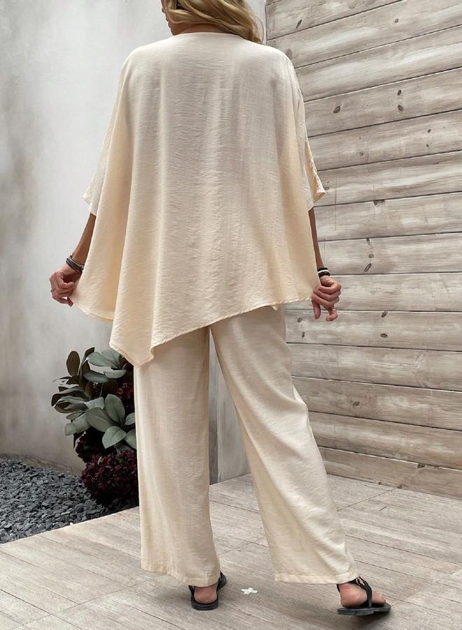 تايك تو طقم منسق من بنطال وبلوزة بطبعة وجه مجردة - Image 4