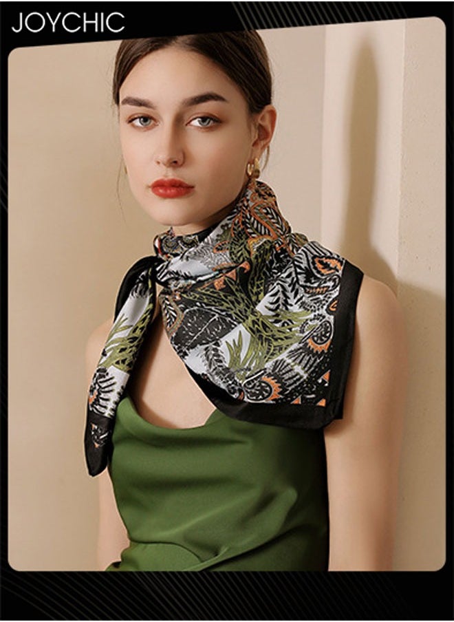 Joychic - New Style Women Printed Square Scarf French Retro Imitation Smooth and Skin-friendly Silk Scarf Summer Sun Protection and Daily Decoration - Image 1