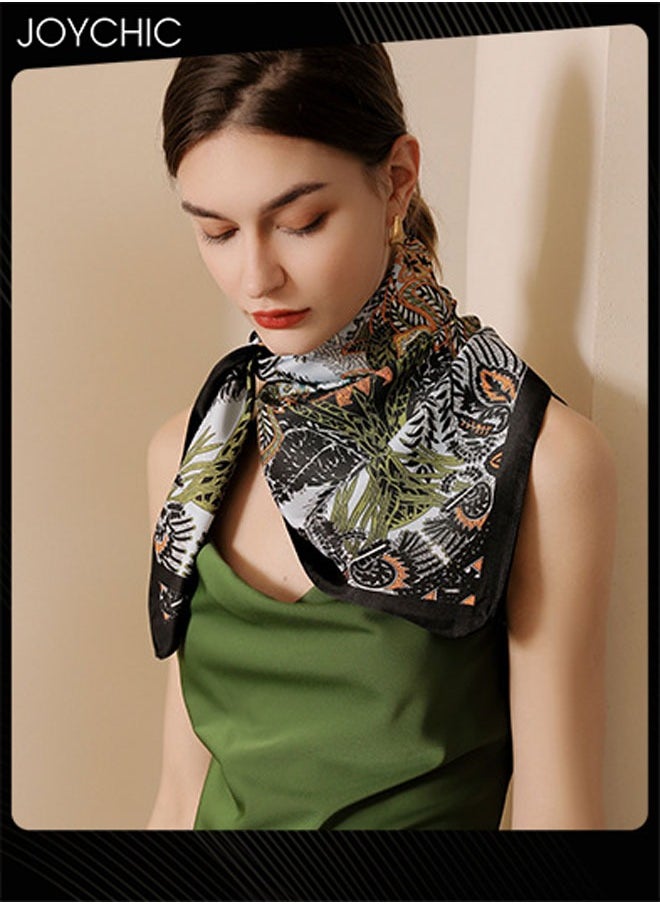 Joychic - New Style Women Printed Square Scarf French Retro Imitation Smooth and Skin-friendly Silk Scarf Summer Sun Protection and Daily Decoration - Image 1
