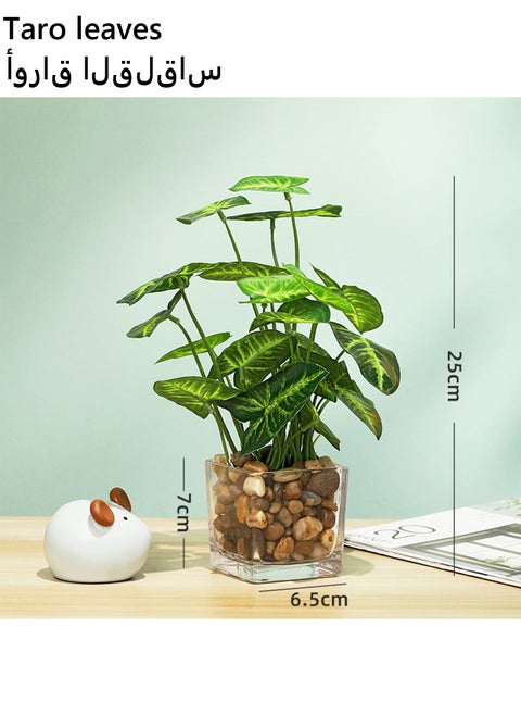 Creative Artificial Green Plants with Green Leaves, Simulation Potted Home Decor for Office Desk, Eye-catching Simulation Plant Bonsai