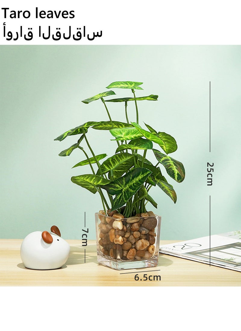 Arabest Creative Artificial Green Plants with Green Leaves, Simulation Potted Home Decor for Office Desk, Eye-catching Simulation Plant Bonsai  - Image 1