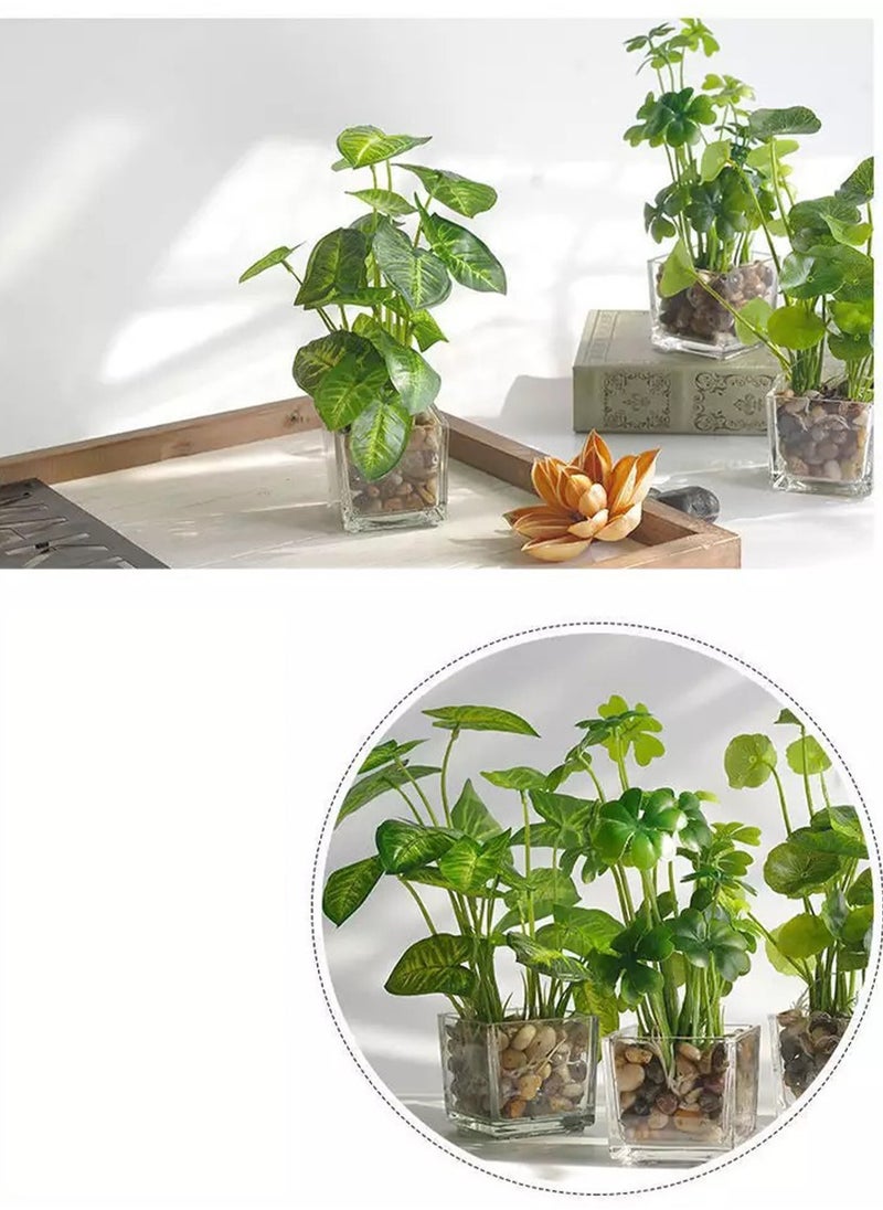 Creative Artificial Green Plants with Green Leaves, Simulation Potted Home Decor for Office Desk, Eye-catching Simulation Plant Bonsai