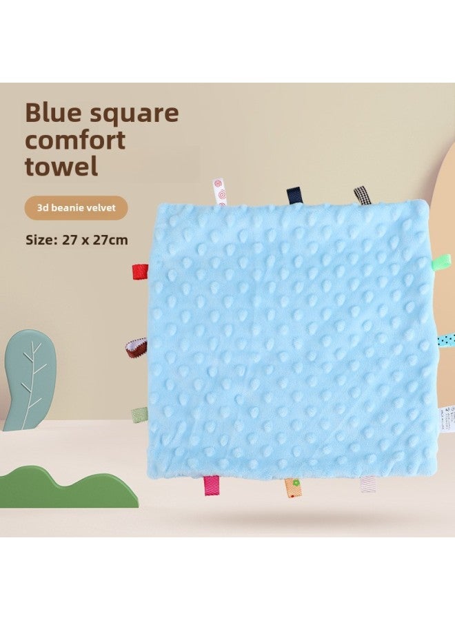 Supply Infant Baby Soothing And Sleeping Plush Doll With Tooth Glue Can Be Imported Pea Velvet Comfort Towel-Color:Blue Square Ante Towel 50.2G Volume Weight 100g  - Image 1