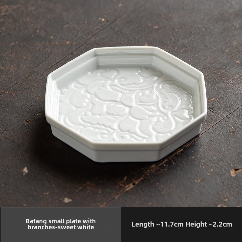 Vintage Ceramic Tea Tray Creative Lotus Snack PlateEight directions entangled Zhilian small plate [sweet white]] Eight directions entangled Zhilian small plate [sweet white]] 