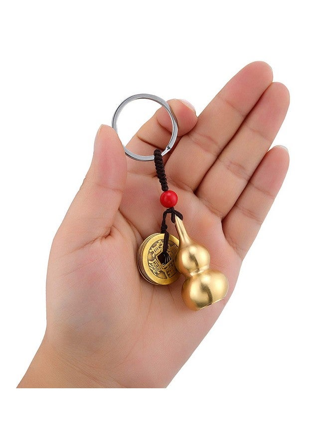 Hotop Hotop 3 Pcs Chinese Gourd Feng Shui Brass Wu Lou Keychains with five Coins Calabash Pendant Key Rings for Good Luck Fortune Longevity Wealth Success to Friends Families Lovers  - Image 5