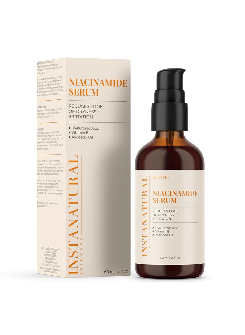 Instanatural InstaNatural Niacinamide Face Serum, Hydrates, Soothes, Reduces Irritation, Redness, Lines, Wrinkles, and Other Signs of Aging, with Hyaluronic Acid and Vitamin E, 2 Fl Oz 