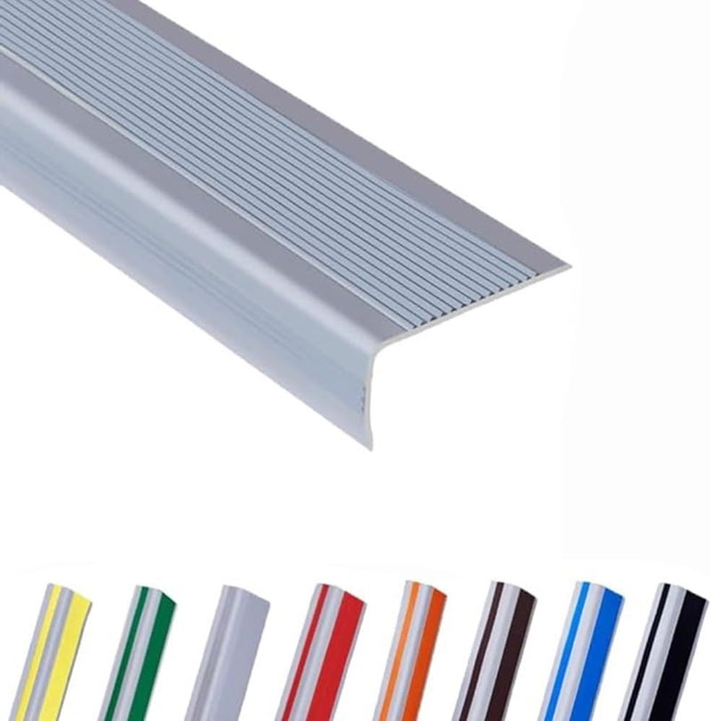 Vinyl Stair Nosing Stair Edge Protector Slip Step Edge Trim 1 5m PVC Stair Nose Molding 10m Self Adhesive Stair Edging for Outdoor Indoor Staircases(Gray,150cm) - Image 1