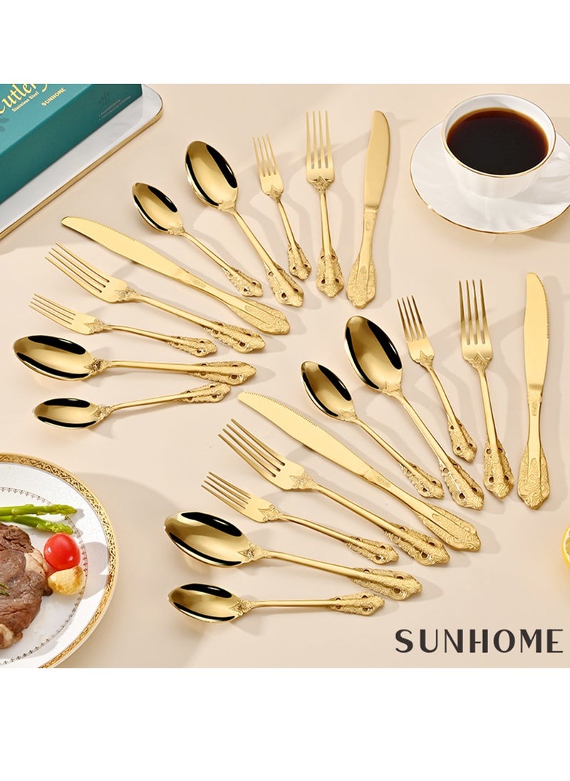 Sunhome SUNHOME 20-Piece Stainless Steel Cutlery Set Gold  - Image 5