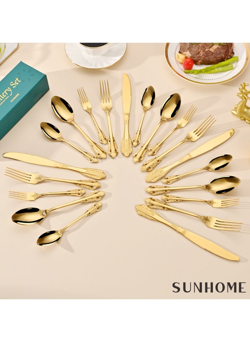 Sunhome SUNHOME 20-Piece Stainless Steel Cutlery Set Gold  - Image 4