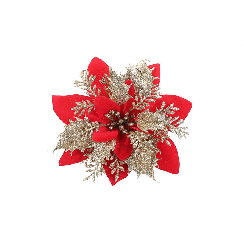 Hot-selling new Christmas decorations: gold powder flower vine wreaths, flower door and window decorations, whole Christmas trees (red) - Image 4