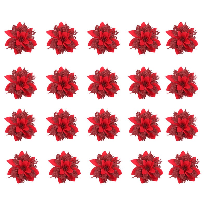 Hot-selling new Christmas decorations: gold powder flower vine wreaths, flower door and window decorations, whole Christmas trees (red) - Image 1