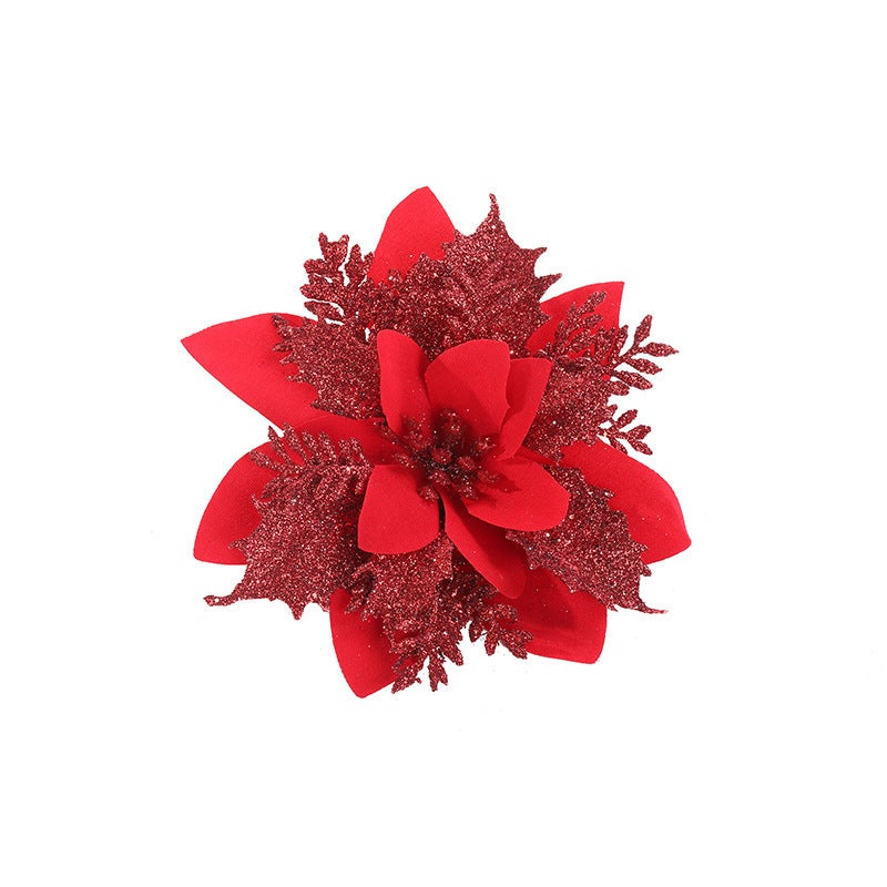 Hot-selling new Christmas decorations: gold powder flower vine wreaths, flower door and window decorations, whole Christmas trees (red) - Image 2