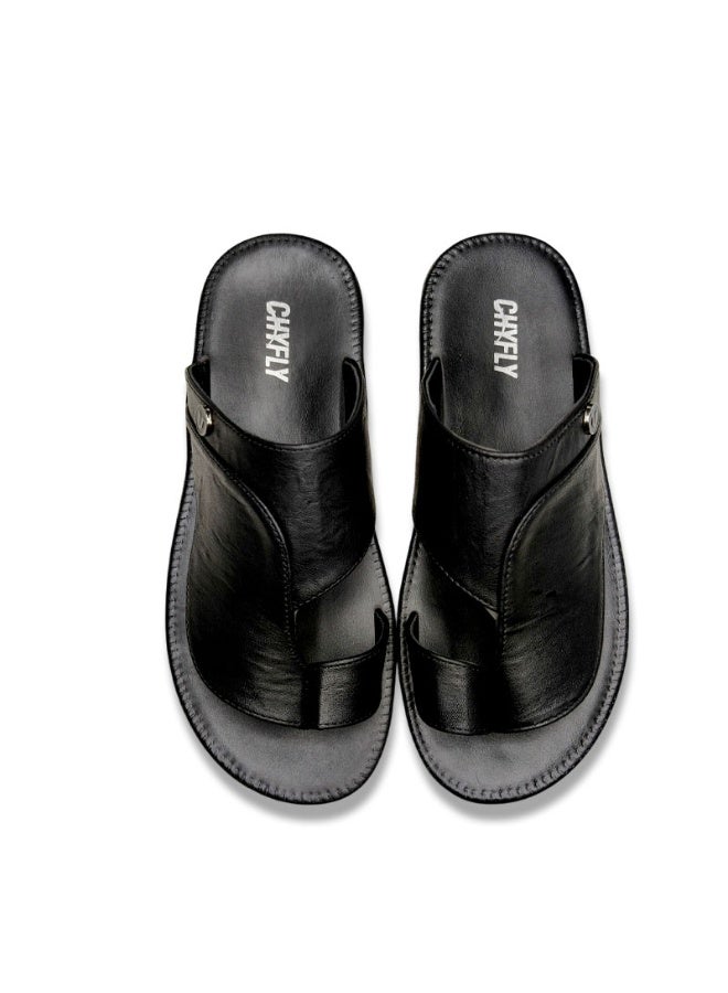 Arab-style Men's Flat Comfortable Slippers, Simple And Easy-to-wear Design, With Distinctive Patchwork Detailing - Image 3
