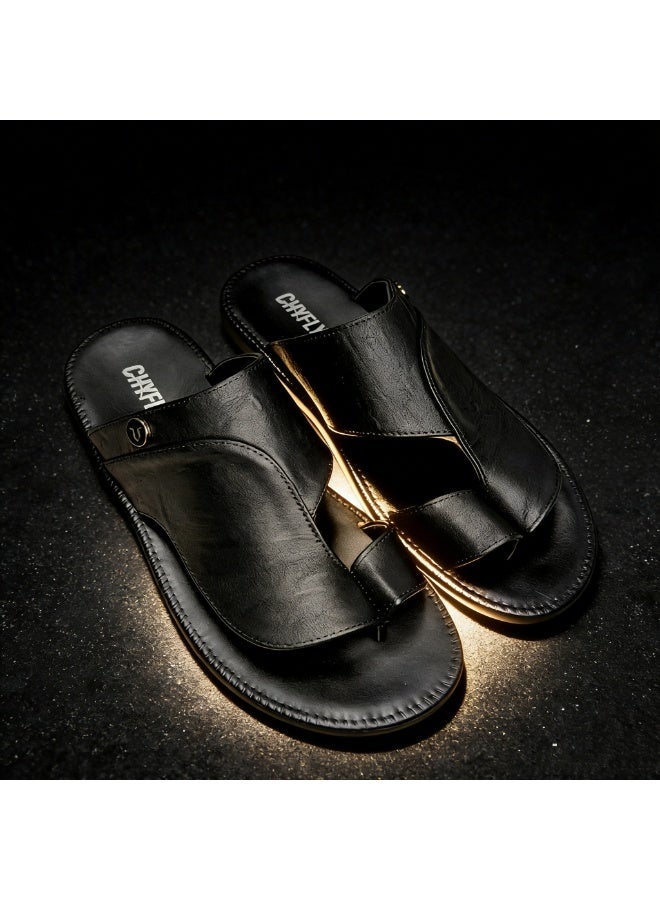 Arab-style Men's Flat Comfortable Slippers, Simple And Easy-to-wear Design, With Distinctive Patchwork Detailing - Image 1
