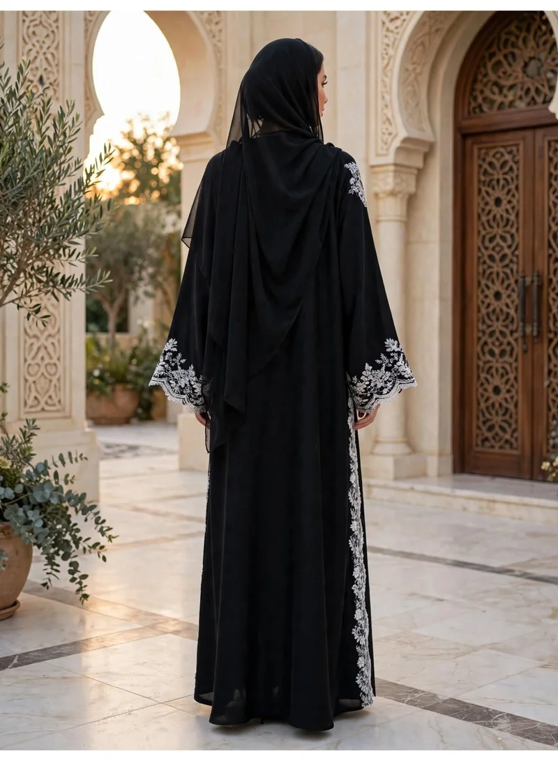 Ikkxa  Embellished Side Panel Abaya with Draped Hijab for Women | Best Price UAE