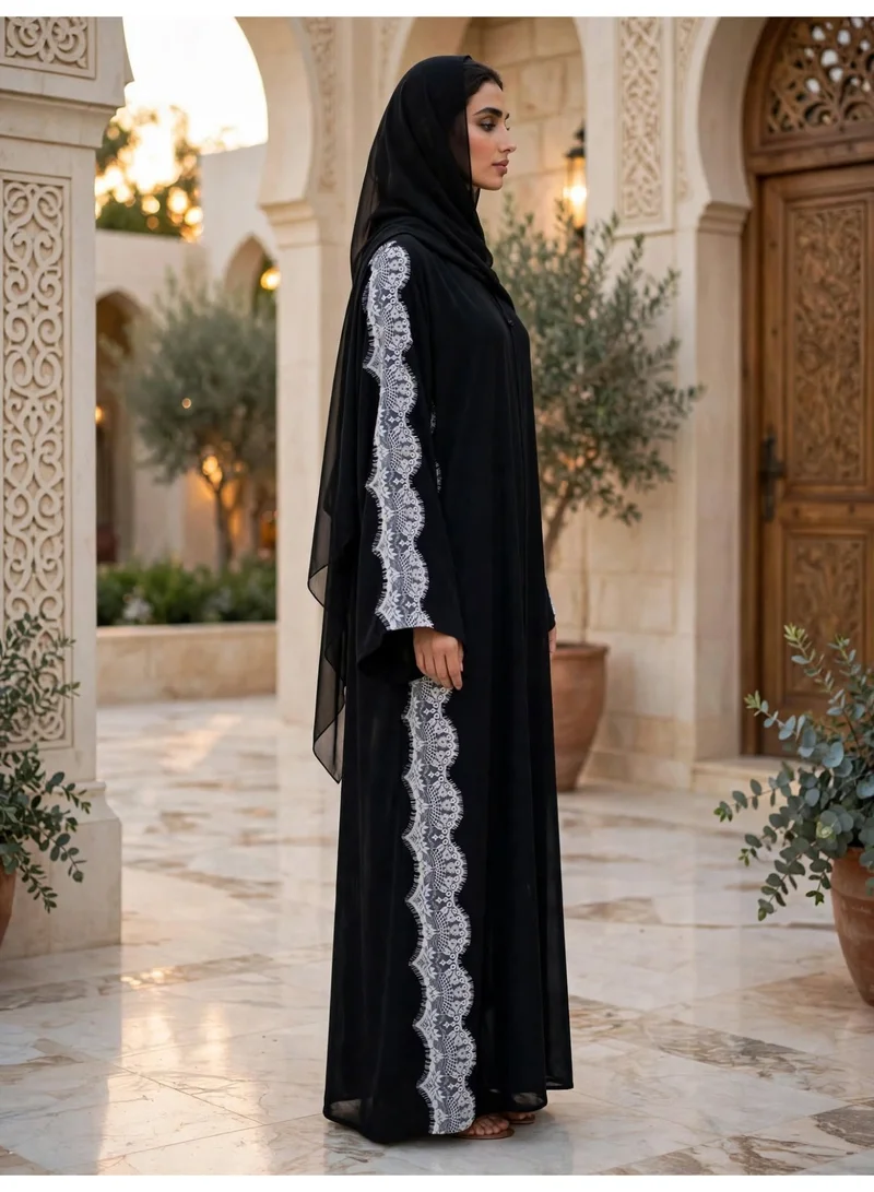 Ikkxa  Embellished Side Panel Abaya with Draped Hijab for Women | Best Price UAE