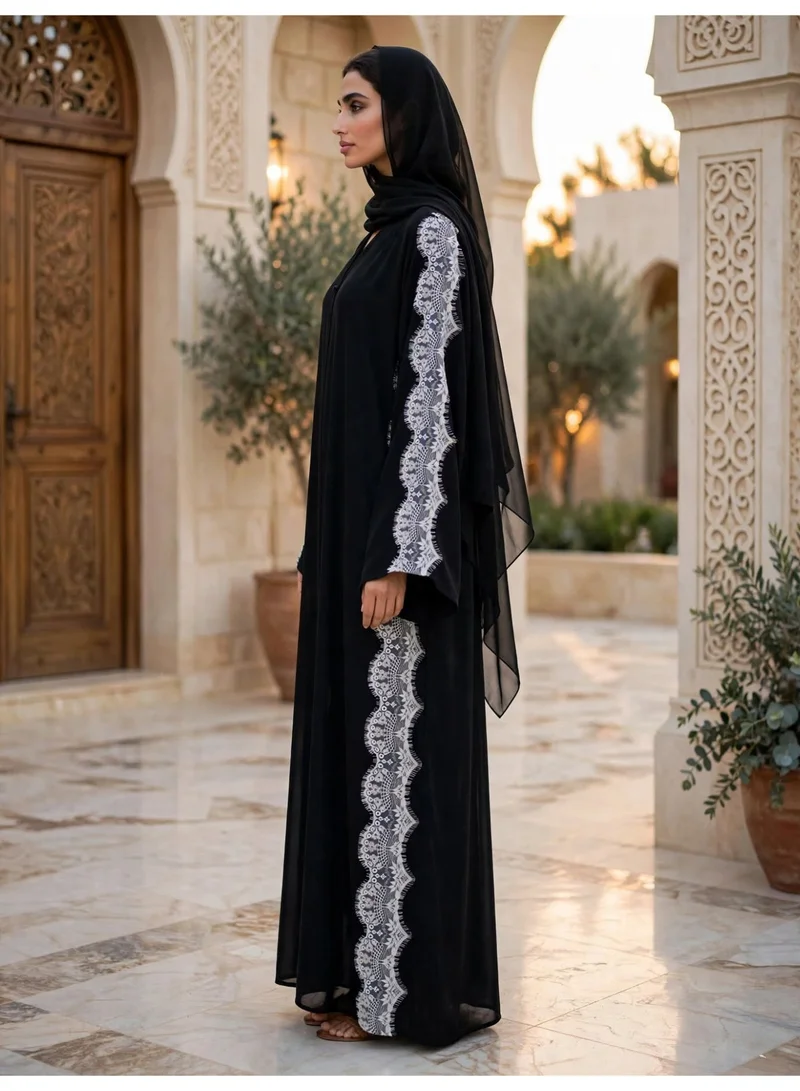 Ikkxa  Embellished Side Panel Abaya with Draped Hijab for Women | Best Price UAE