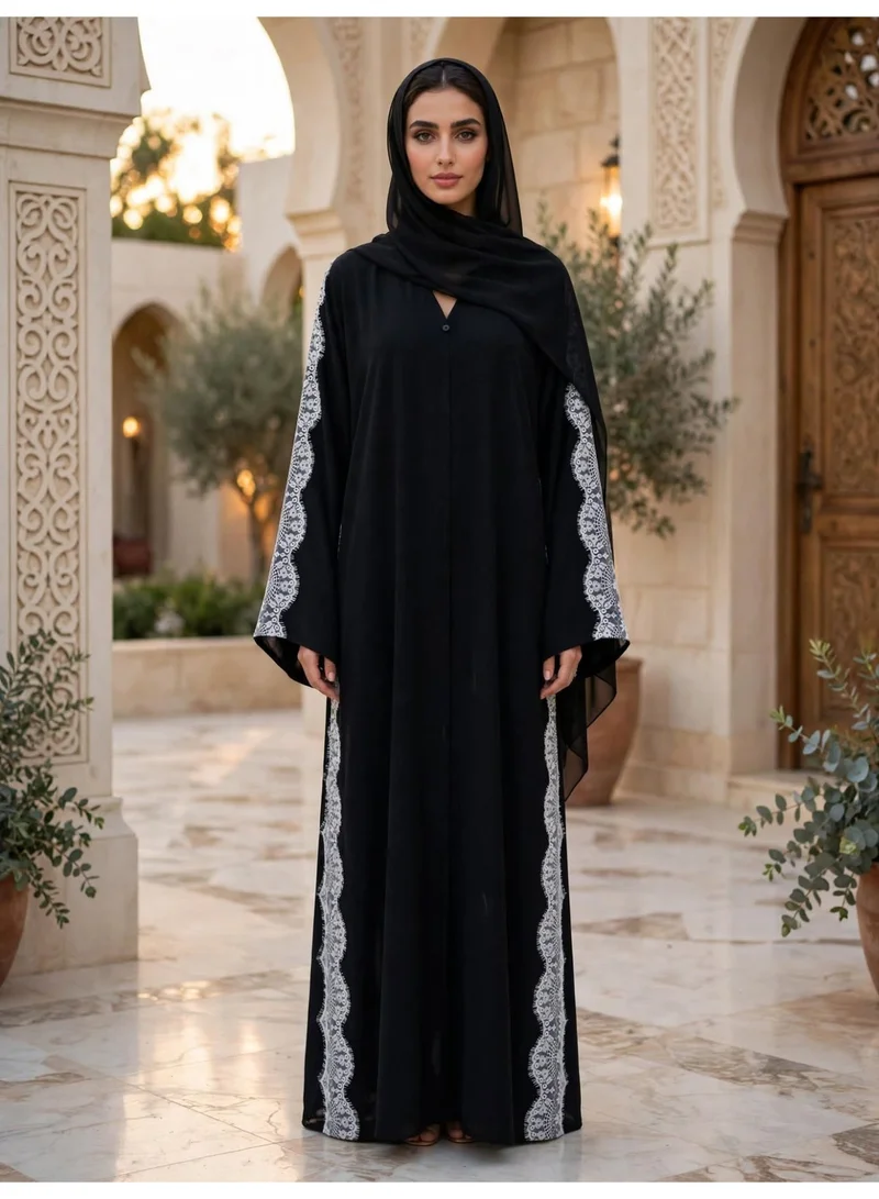 Embellished Side Panel Abaya with Draped Hijab