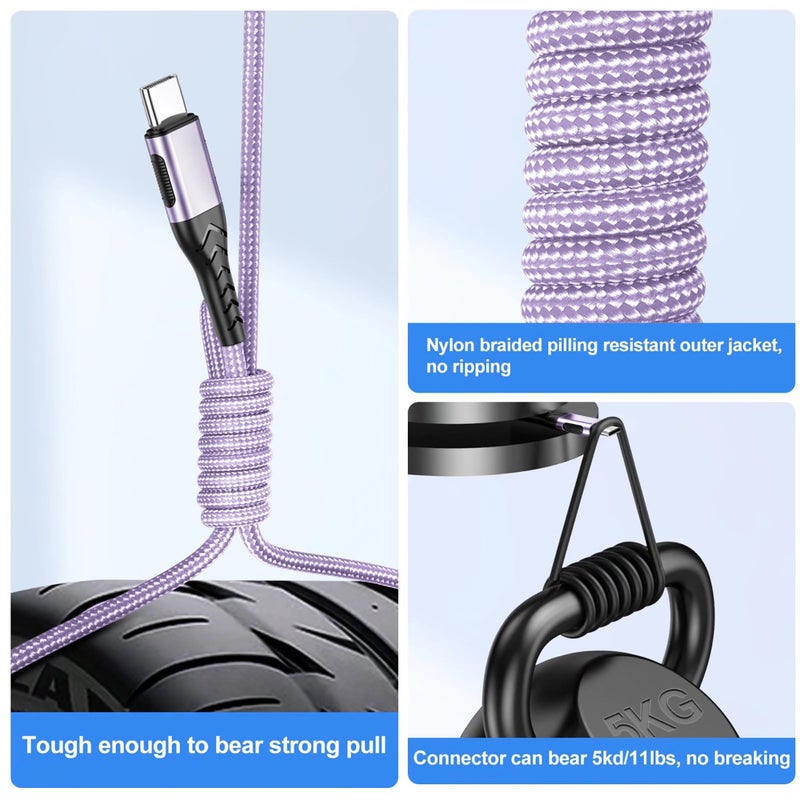 Durcord USB C to USB C Cable, 2Pack 100W 6ft USB C Charger Cable Fast Charging for Android/Phone/Pad, Type C to Type C Charger Braided USB Cable Compatible with Phone 16/15 Pro Plus Max Purple - Image 2