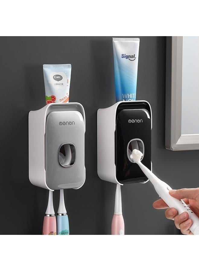 Toothpaste Dispenser Wall Mounted for Bathroom Automatic Toothpaste Squeezer for Kids and Adult (Grey+black-2Pcs) - Image 2