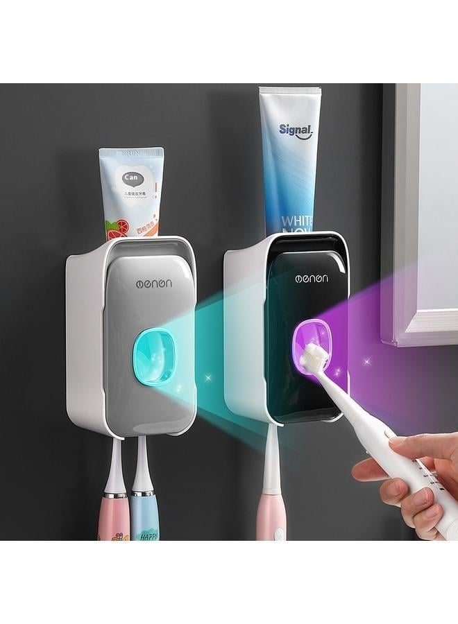 Toothpaste Dispenser Wall Mounted for Bathroom Automatic Toothpaste Squeezer for Kids and Adult (Grey+black-2Pcs) - Image 3
