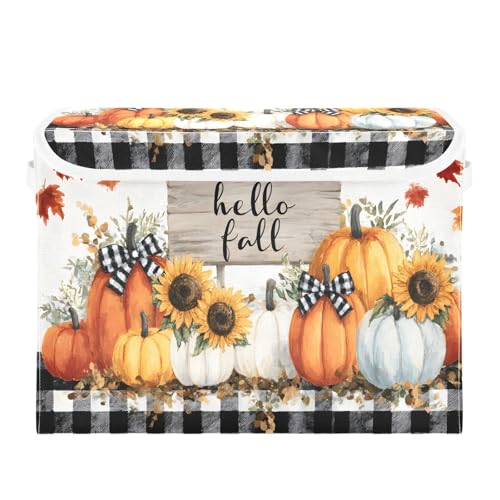 Bolaz Storage Bins with Lids and HandlesPumpkin Storage Box Basket with Cover Collapsible Organizer Containers for Home Closet Shelves - Image 3