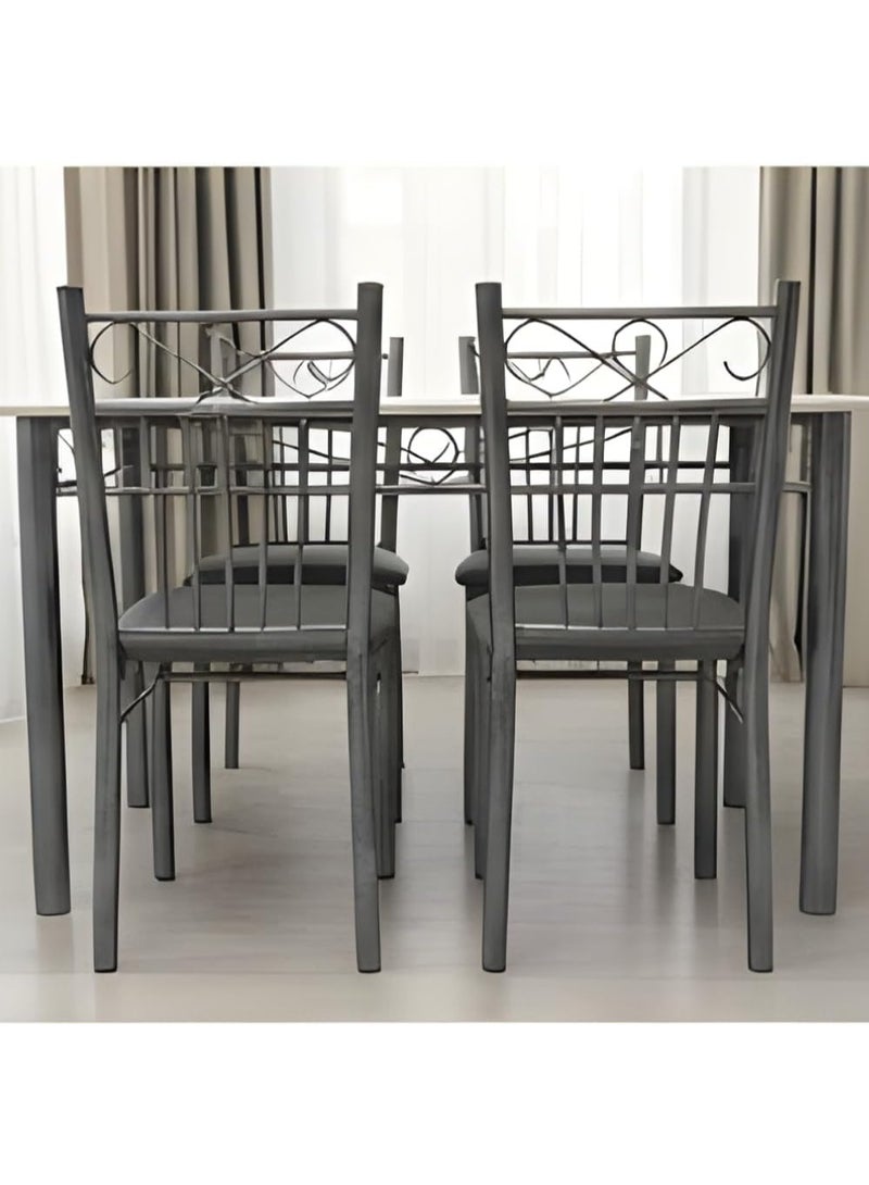 SUNLIT HOME Dining Table 4 seater Rectangular Dining Set | Sturdy Kitchen Marbel Top Table with Fabric Chairs | Dining set 1+4 Seater for Home,Hotel and Dining Room (1+4/White) - Image 5