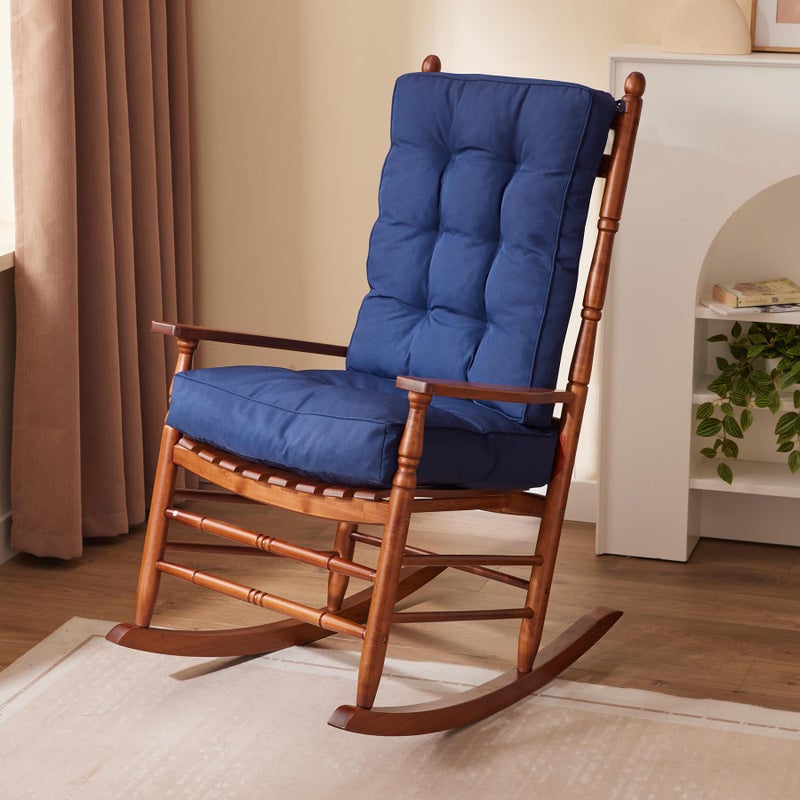 IPYNBAP Rocking Chair Cushion, Waterproof and Fade-Resistant Patio Chair Cushions, Tufted Chair Pads for Rocker Furniture, 17x17 Inch, Indoor/Outdoor Seat Cushions with Ties, Navy Blue - Image 1