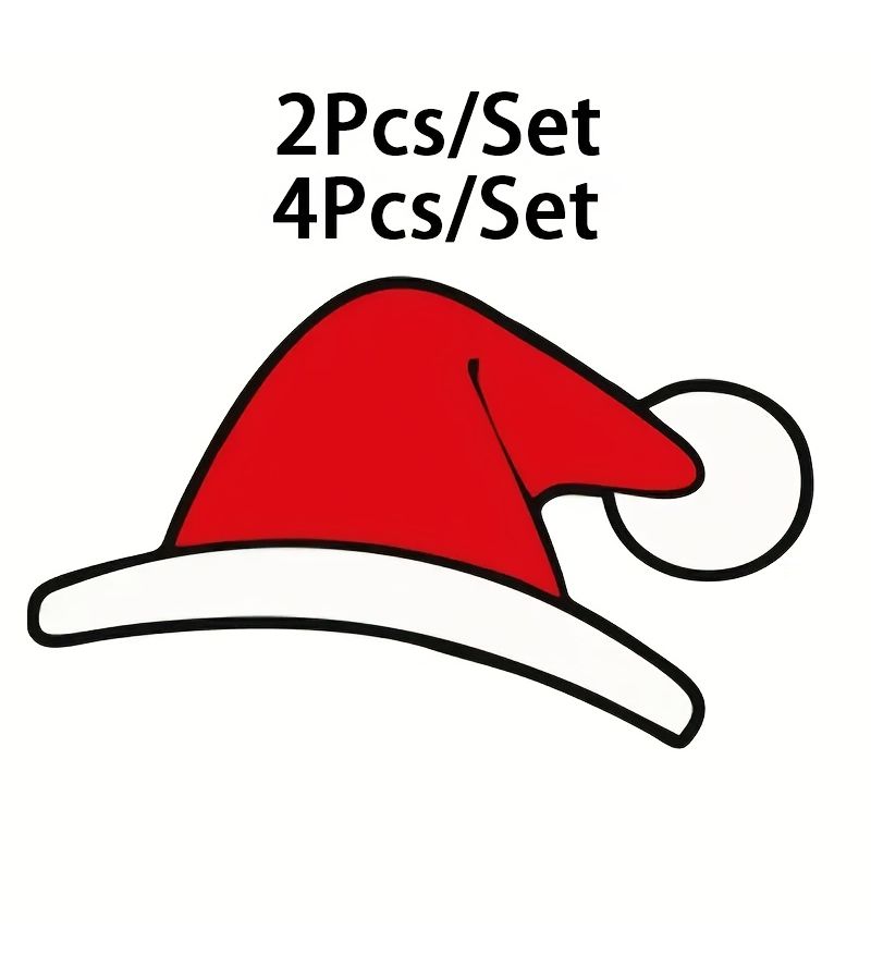 2pcs Flat Car Logo Stickers Cute Little Red Cap Front Rear Vehicle Emblem - Image 1