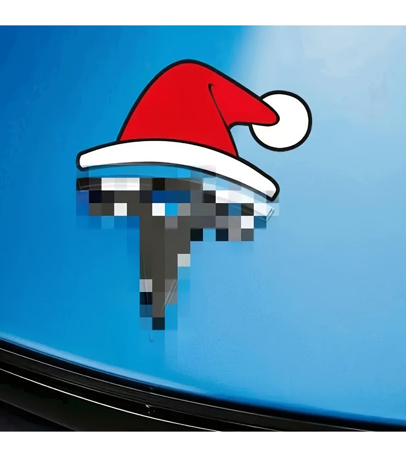 2pcs Flat Car Logo Stickers Cute Little Red Cap Front Rear Vehicle Emblem - Image 4