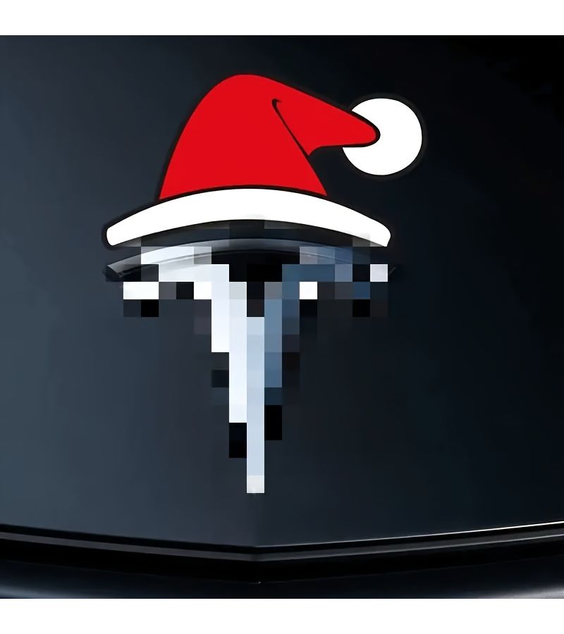 2pcs Flat Car Logo Stickers Cute Little Red Cap Front Rear Vehicle Emblem - Image 3