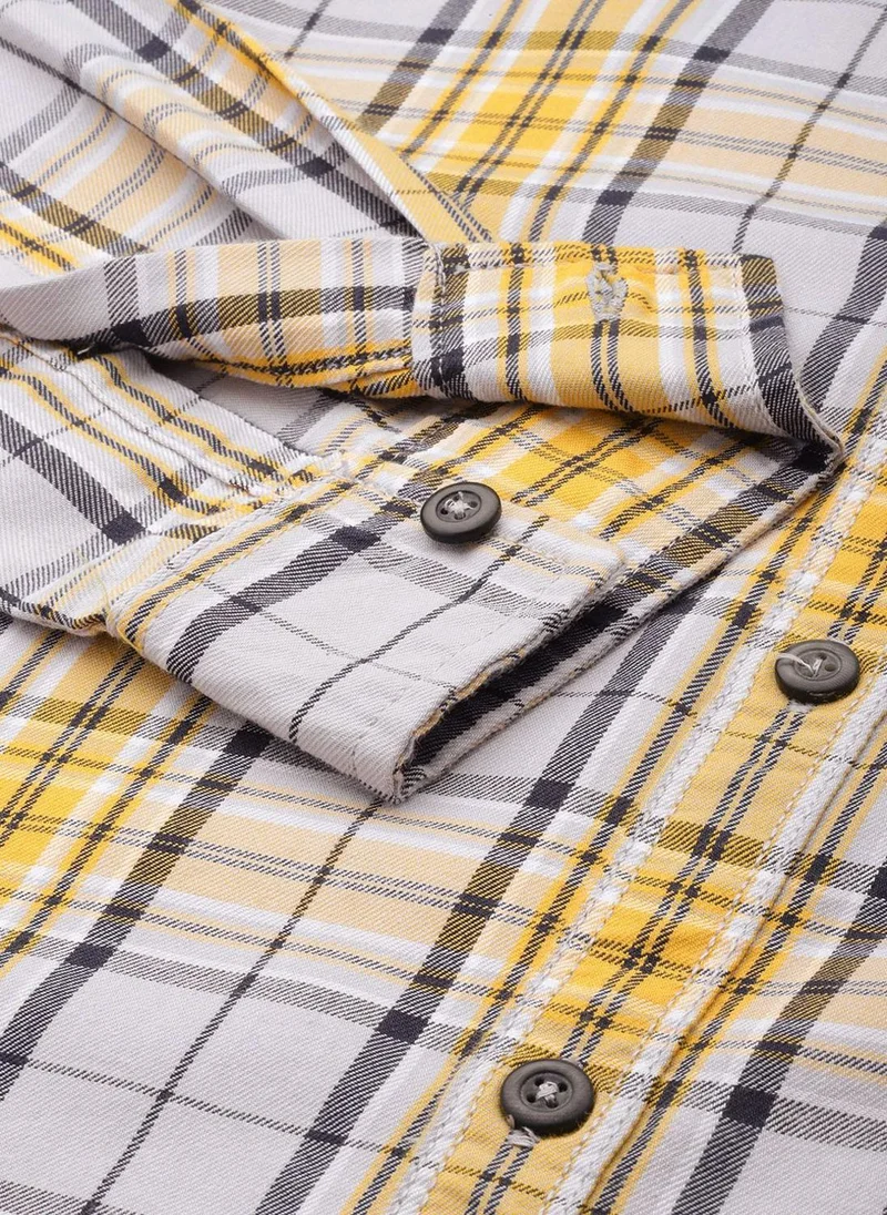 ذا انديان كراج كو Men Regular Fit Checkered Full Sleeves Cutaway Collar Casual Shirt