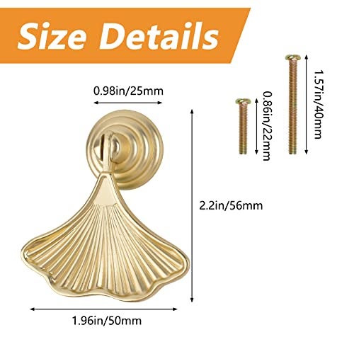 MOROBOR Ginkgo Leaf Shape Knob Handles 12 PCS Golden Drop Pendant Pull HandleHardware Drawer Single Hole Handle for Wardrobe Cupboard Closets Cupboard - Image 3
