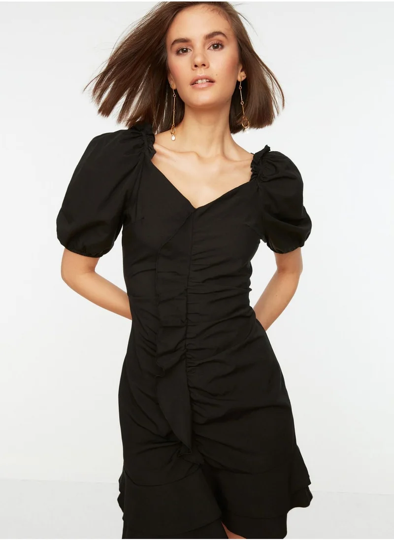 trendyol Ruched Detail Puff Sleeve Dress