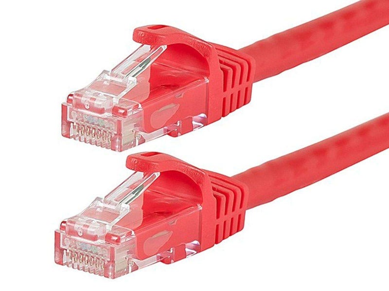 Monoprice Cat6 Ethernet Patch Cable RJ45 Stranded 550Mhz UTP Pure Bare Copper Wire 24AWG 3 Feet Red Flexboot Series - Image 2