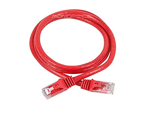 Monoprice Cat6 Ethernet Patch Cable RJ45 Stranded 550Mhz UTP Pure Bare Copper Wire 24AWG 3 Feet Red Flexboot Series - Image 3