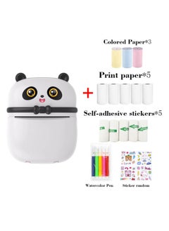 Mini Pocket Panda printer Bluetooth Wireless Smart Printer with Android APP (including a roll of paper)+3 colored papers+5 stickers+5 regular papers+colored pens+random stickers * 1