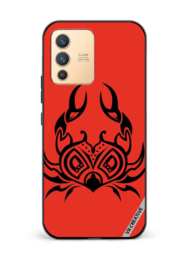 VR CREATIVE Protective Case Cover For Vivo V23 5G Red And Black Scorpio Design Multicolour - Image 1