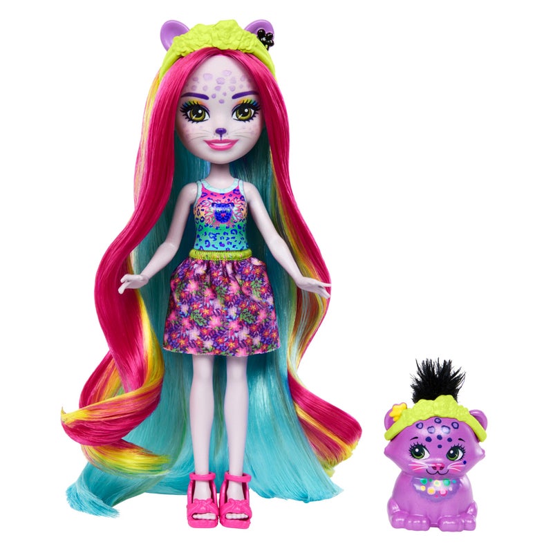 Enchantimals Sunshine Beach HTJ69 Panther Doll and Animal Lover with Deluxe Hair for Styling and Accessories Animal Toy Colorful Fashion - Image 2