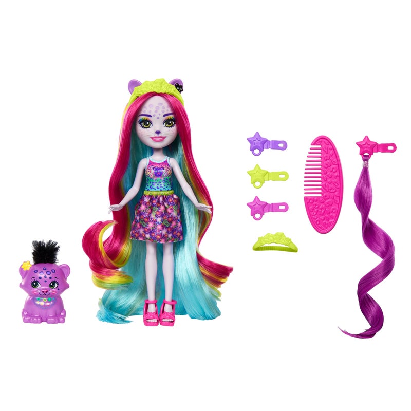 Enchantimals Sunshine Beach HTJ69 Panther Doll and Animal Lover with Deluxe Hair for Styling and Accessories Animal Toy Colorful Fashion - Image 1
