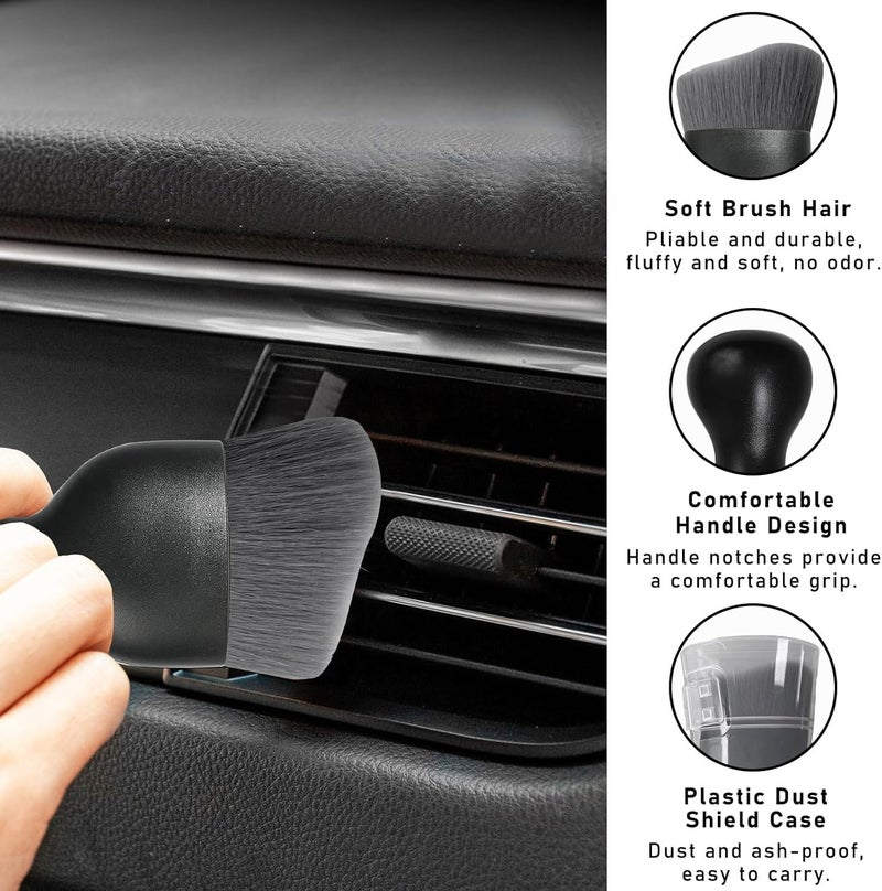 Dickno 2PCS Car Interior Dust Brush, Soft Scratch Free Auto Detailing Brushes, Universal Vehicle Interior Cleaning Tool for Automotive Dashboard, Air Vents, Leather (Gray) Field tested quality - Image 3
